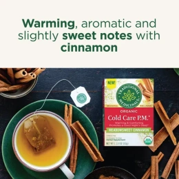 Traditional Medicinals, Organic Cold Care PM, таволга и корица, без кофеина, 16 чайных пакетиков в упаковке, 32 г (1,13 унции)