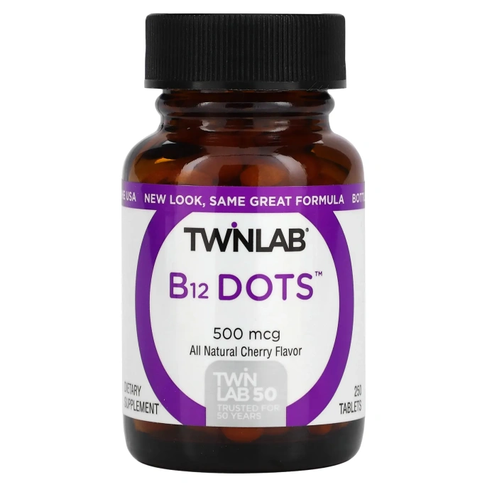 TwinLab, B-12 Dots Вишня 250 таблеток