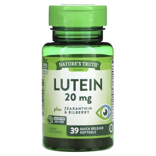 Nature's Truth, Лютеин с зеаксантином и черникой, 20 мг, 39 капсул быстрого действия