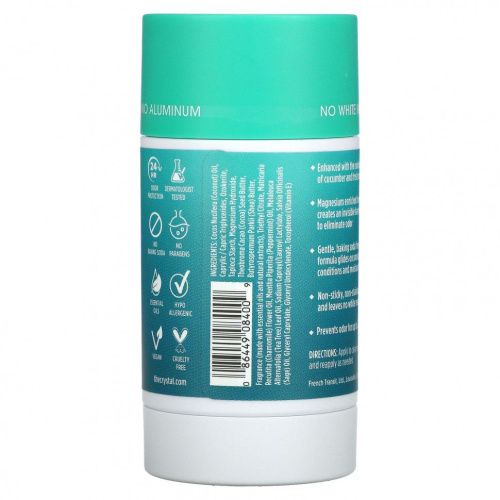 Crystal Body Deodorant, Обогащенный магнием дезодорант, огурец и мята, 70 г (2,5 унции)