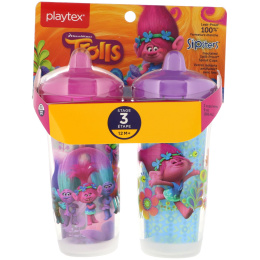 Playtex Baby, Sipsters, Тролли, Возраст 12 месяцев и старше, 2 чашки, По 9 унц. (266 мл) каждая
