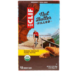 Clif Bar, Энергетический батончик с ореховым маслом, банан, шоколад, арахисовое масло, 12 батончиков, 1.76 унц. (50 г) каждый