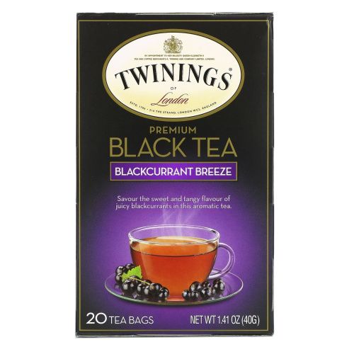 Twinings, Премиум Черный чай, черная смородина 20 чайных пакетиков, 1.41 унции (40 г)