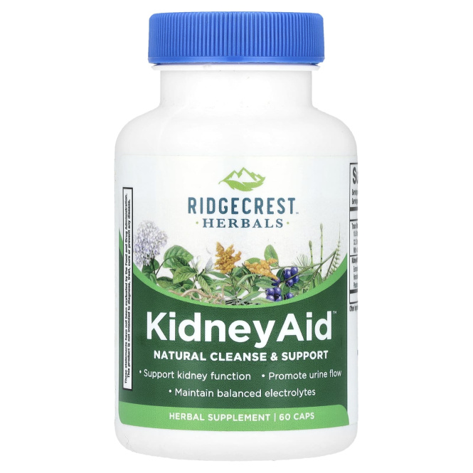 RidgeCrest Herbals, Препарат для почек Kidney Aid, 60 растительных капсул