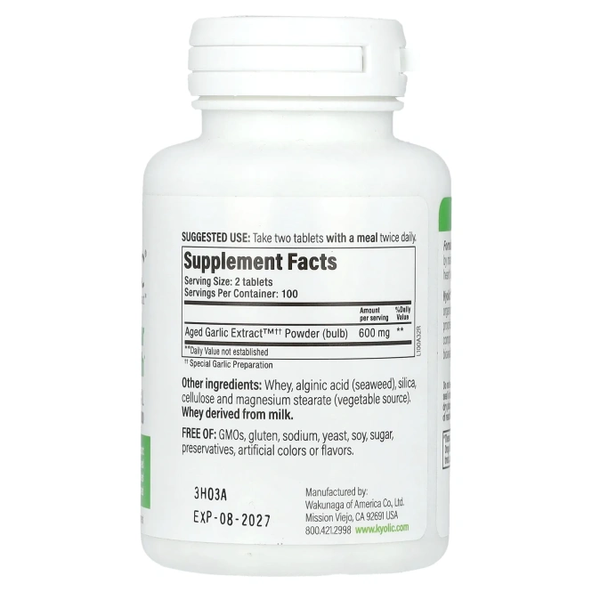 Kyolic, Для поддержания сердечно-сосудистой системы, Formula 100, 200 таблеток