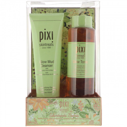 Pixi Beauty, Skin Treats Besties, очищающее средство из грязи для сияния + тоник для сияния, набор из 2 предметов