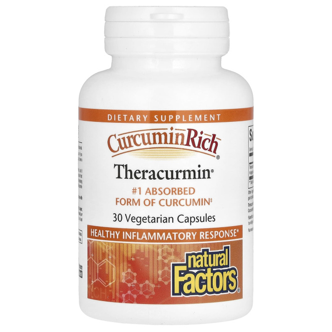 Natural Factors, CurcuminRich, Theracurmin, куркумин, 30 вегетарианских капсул