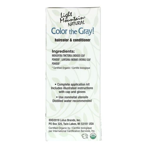 Light Mountain, Color the Gray! Натуральная краска для волос и кондиционер, черный, 7 унций (198 г)