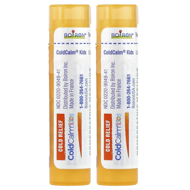 Boiron, Coldcalm, средство от простуды для детей, 2 тюбика, прибл. 80 гранул в тюбике
