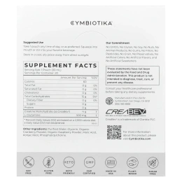Cymbiotika, Creatine +, малина, 20 пакетиков (30 мл)