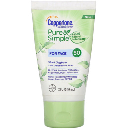 Coppertone, Pure & Simple, Sunscreen Lotion, For Face, SPF 50, 2 fl oz (59 ml)