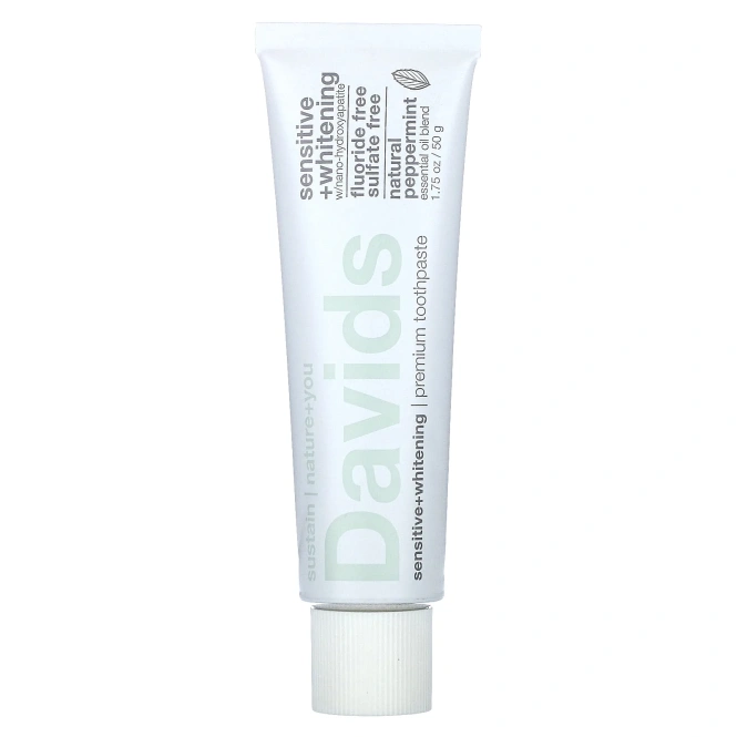 Davids, Premium Toothpaste, Sensitive + Whitening, натуральная перечная мята, 50 г (1,75 унции)