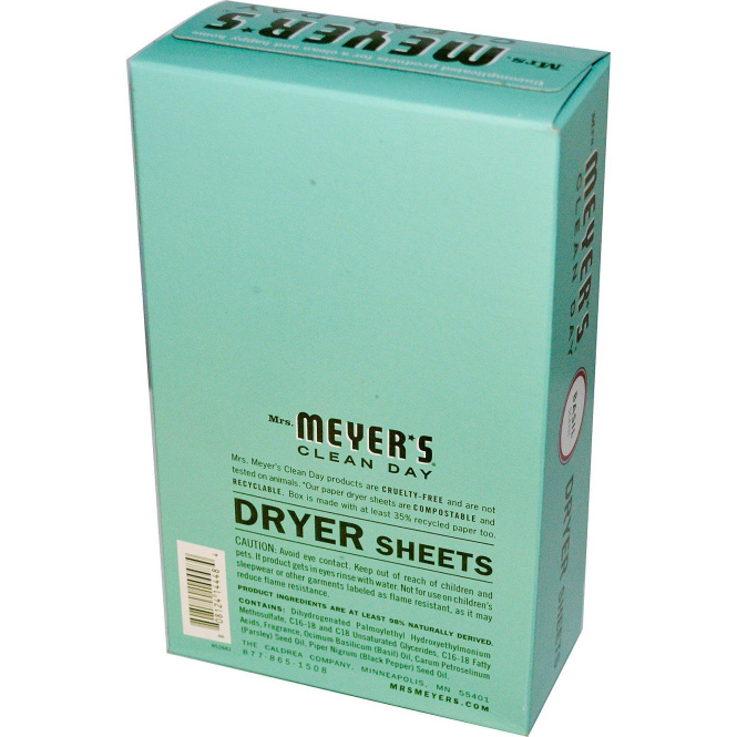 Mrs. Meyers Clean Day, Антистатические салфетки, аромат базилика, 80 шт.