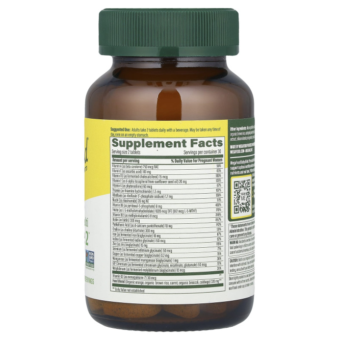 MegaFood, Baby & Me 2, витамины для беременных, 60 таблеток