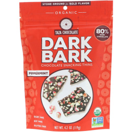 Taza Chocolate, Organic, 80% Dark Bark Chocolate Snacking Thins, Peppermint, 4.2 oz (119 g)