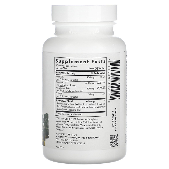 Michael's Naturopathic, Экстра  Энергетическая Поддержка Надпочечников , 90 Растительных Таблеток