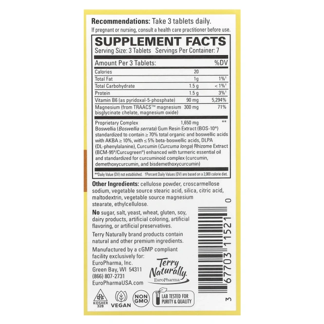Terry Naturally, Curamin®, обезболивающее, при головной боли, 21 таблетка