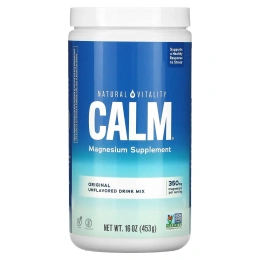 Calm магний, антистрессовый напиток Natural Vitality (неароматизированный), 16 унций (453 г)