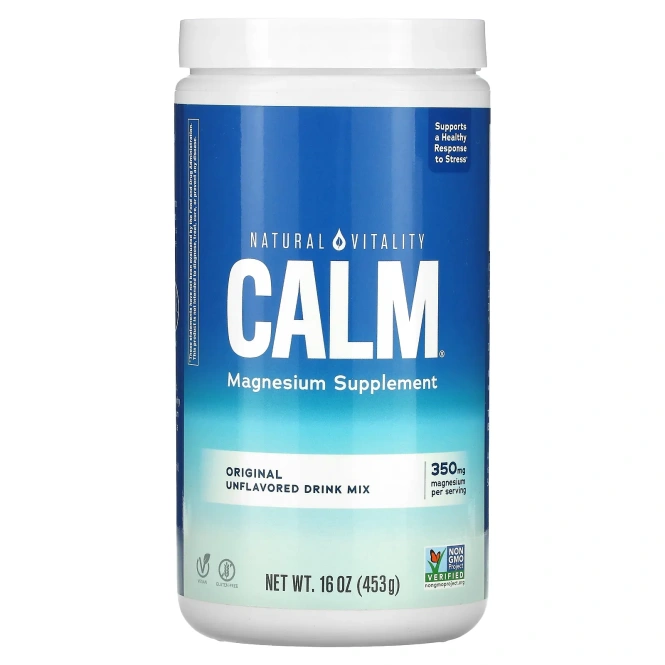 Calm магний, антистрессовый напиток Natural Vitality (неароматизированный), 16 унций (453 г)