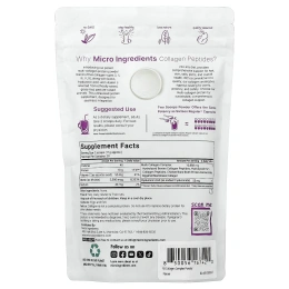 Micro Ingredients, пептиды коллагена нескольких типов, без добавок, 227 г (8 унций)
