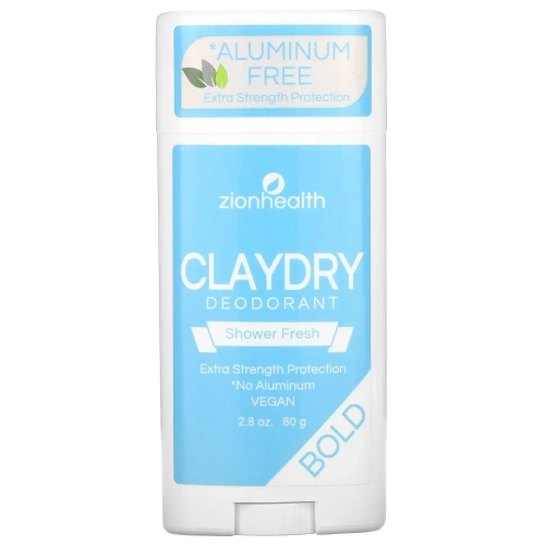 Zion Health, Bold, ClayDry Deodorant, Shower Fresh, 2,8 унции (80 г)