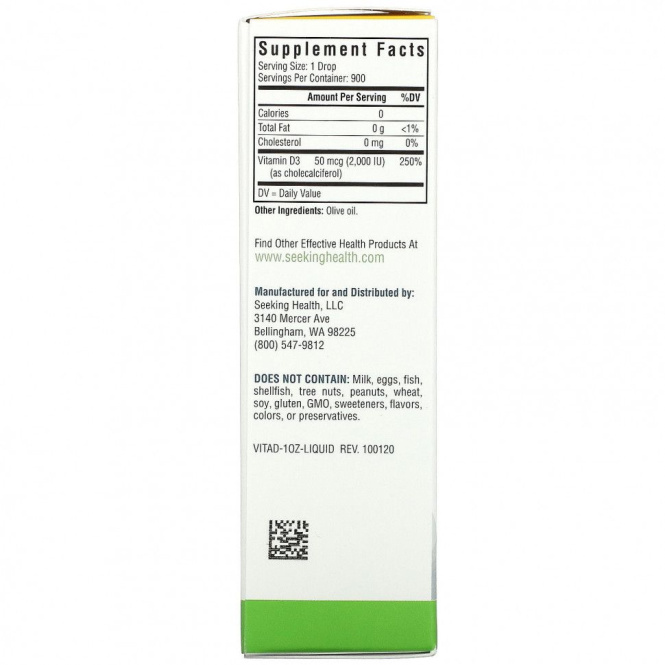 Seeking Health, Витамин D в каплях, 50 мкг, 2000 МЕ, 30 мл (1 жидк. Унция)
