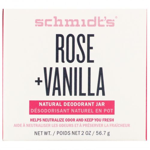 Schmidt's, Натуральный дезодорант в баночке, роза и ваниль, 56,7 г (2 унции)