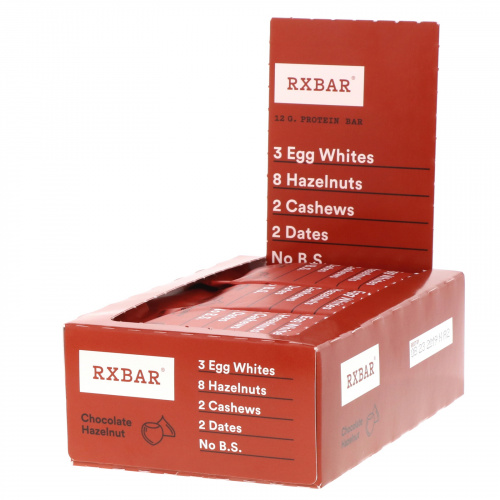 RXBAR, Протеиновый батончик, шоколад с фундуком, 12 батончиков по 1,83 унц. (52 г)