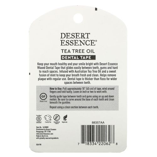 Desert Essence, Зубная лента с маслом чайного дерева, покрытая воском, 30 ярдов (27,4 м)