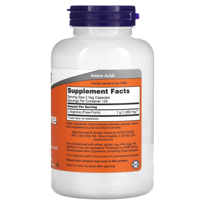 Now L-аргинин 500 мг (L-Arginin 500 mg), 250 капсул