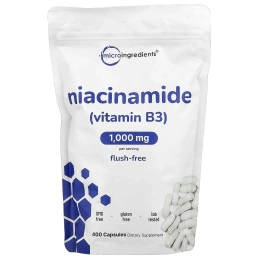 Micro Ingredients, никотинамид (витамин B3), 400 капсул (500 мг в 1 капсуле)