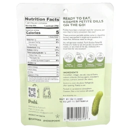 Poshi, Snacks, премиальные кошерные соленья из миниатюрного укропа с морской солью, 56 г (2 унции)