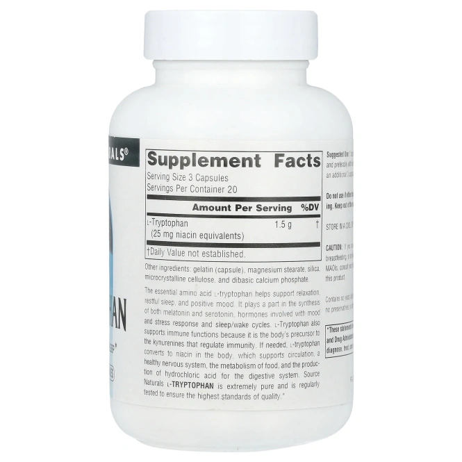 Source Naturals, L-триптофан, 500 мг, 60 капсул