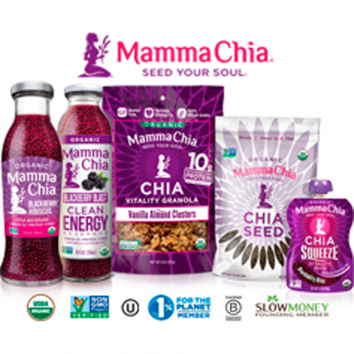 Mamma Chia, Закуска для жизненной силы «Чиа Сквиз», вишня и свекла, 4 пакетика для выжимания, по 3,5 унции (99 г) каждый