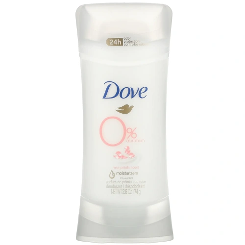 Dove, 0% алюминиевый дезодорант, с ароматом лепестков роз, 74 г (2,6 унции)