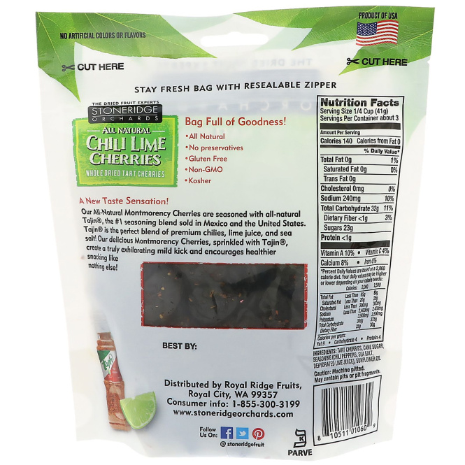 Stoneridge Orchards, Chili Lime Cherries, 5 oz (142 g)