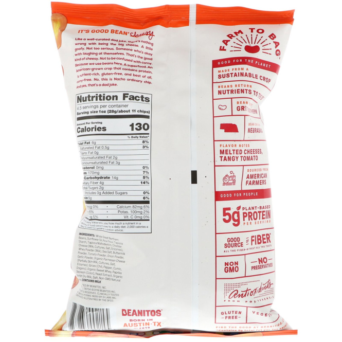 Beanitos, White Bean Chips, Nacho Nation, 4.5 oz (128 g)