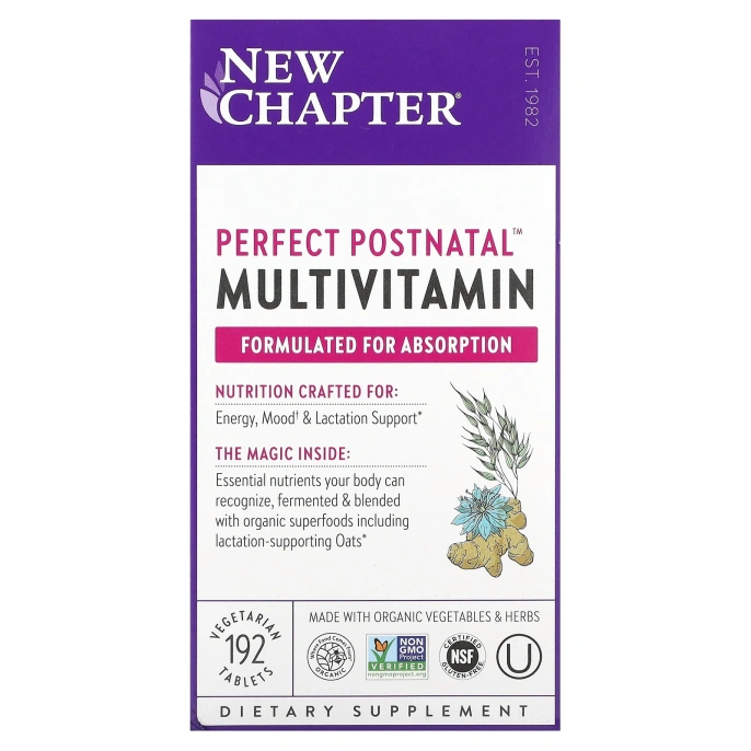 New Chapter Perfect Postnatal мультивитаминный комплекс, 192 вегетарианских таблеток