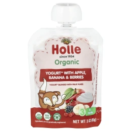 Holle, Органический йогурт с яблоком, бананом и ягодами, для детей старше 8 месяцев, 85 г (3 унции)