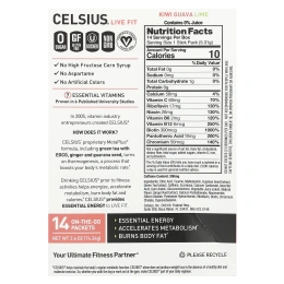 Celsius, Live Fit, киви и гуава, лайм, 14 пакетиков, по 5,31 г (0,19 унции)