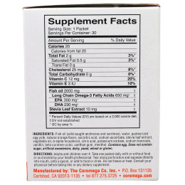 Coromega, Омега-3, Свежевыжатый апельсин, 30 порций в индивидуальных пакетах по (2.5 г) каждый