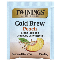 Twinings, холодный чай, черный чай, без подсластителей, персик, 20 порционных чайных пакетиков, 40 г (1,41 унции)