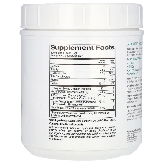 Solumeve, пептиды гидролизованного коллагена с куркумой, 400 г (14 унций)