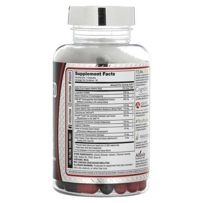 SteelFit, Shredded Steel, средство для снижения веса, 90 капсул