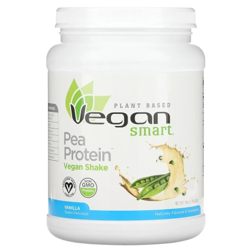 VeganSmart, Pea Protein, веганский шейк, ваниль, 540 г