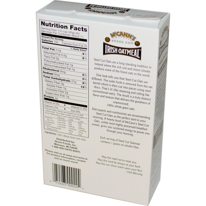 McCann's Irish Oatmeal, Дробленый овес, 16 унций (454 г)