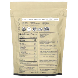 Truvani, Сертифицированный органический растительный протеин, шоколад и арахисовая паста, 365 г (0,8 фунта)