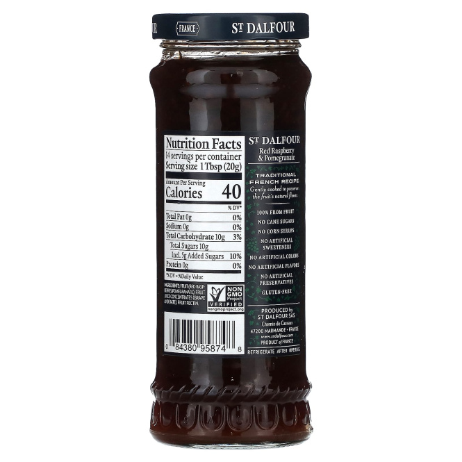 St. Dalfour, Deluxe, джем из красной малины и граната, 284 г (10 унций)
