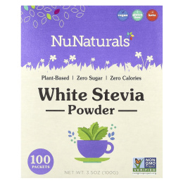 NuNaturals, NuStevia, белый порошок стевии, 100 пакетиков, 100 г (3,5 унции)