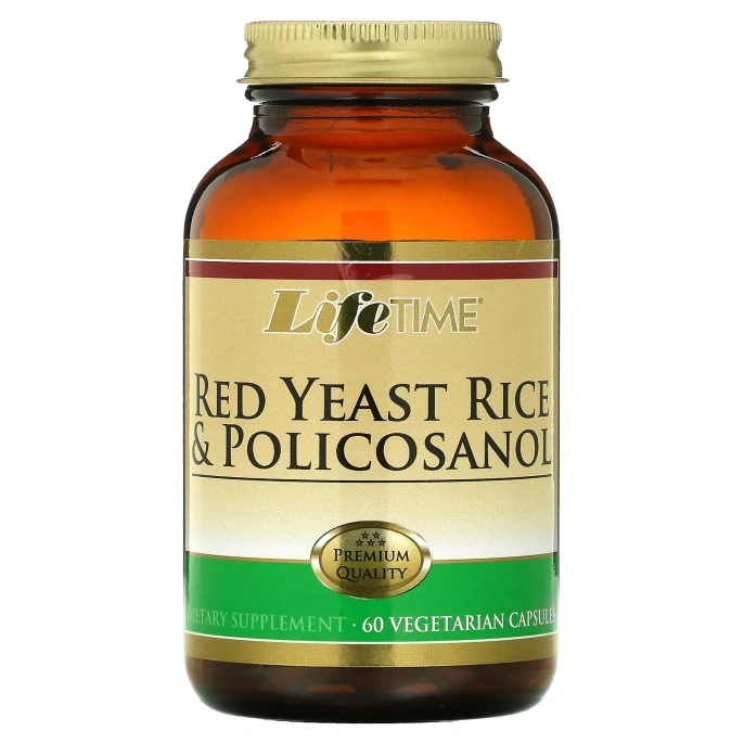 LifeTime Vitamins, Красный дрожжевой рис и поликосанол, 60 растительных капсул